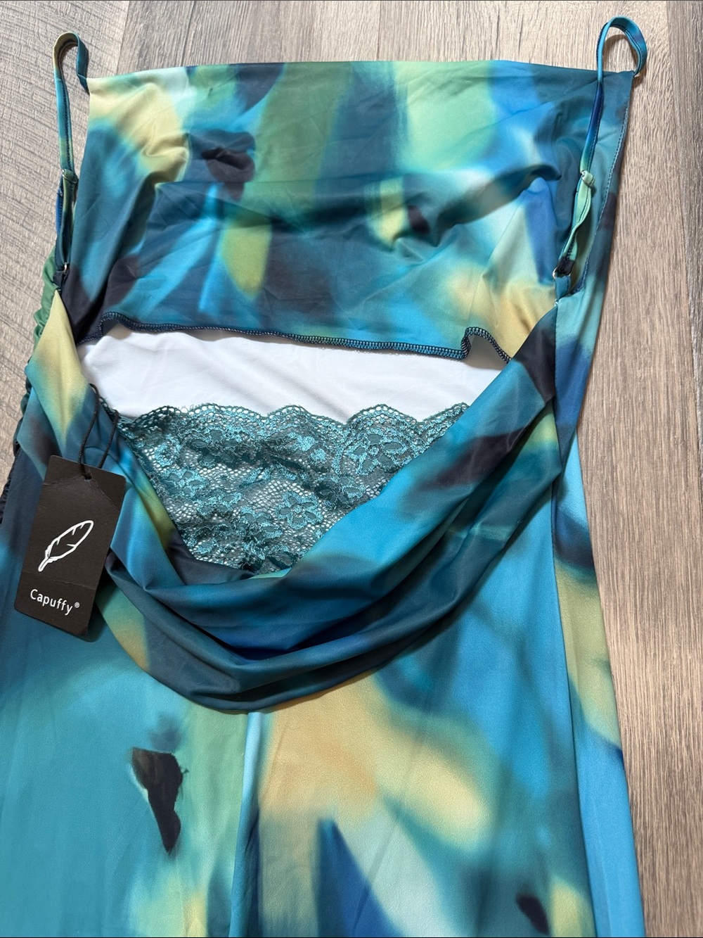 Teal Green Slip Maxi Dress with Low Back - Picture 4 of 10